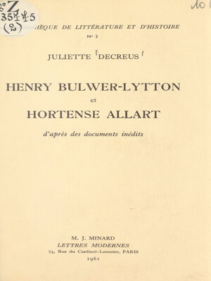 cover image of Henry Bulwer-Lytton et Hortense Allart